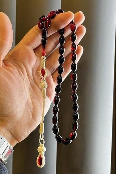 dergah tesbih العصر الأحمر المتعرج العنبر