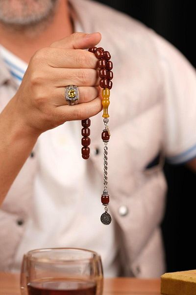 dergah tesbih New Shaved Imame Clamping Amber Prayer Beads with Silver Tassels