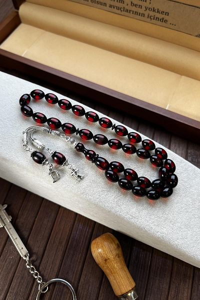 dergah tesbih Red Fire Amber Prayer Beads - 2m