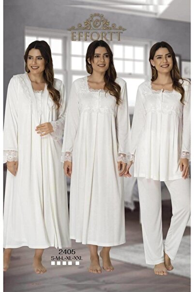 CT MODA مجموعة من 4 قطع للحوامل بأكمام من الدانتيل من Effort Ecru