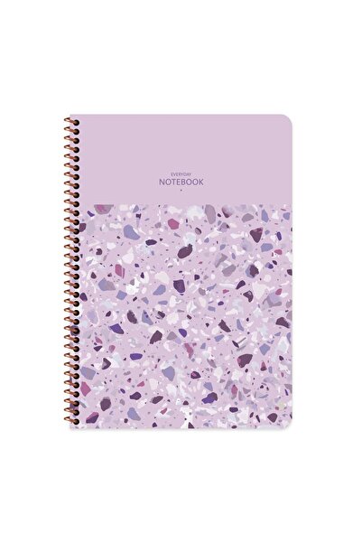 KESKİN COLOR Keskin Color Terazzo Spiralli Lila Plastik Kapak 80 Yaprak A4 Çi...