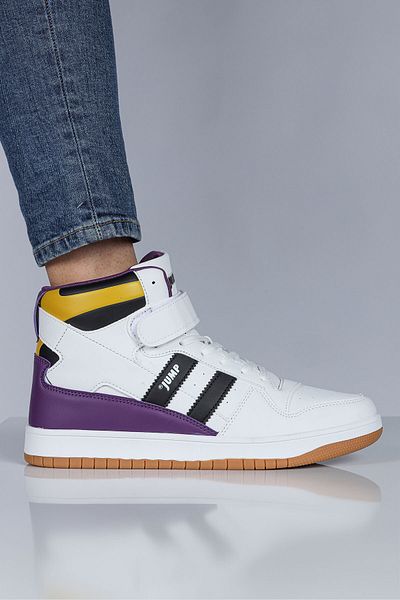 Jump 28504 High Top Λευκό - Μαύρο Ανδρικό Sneaker Casual Sneakers