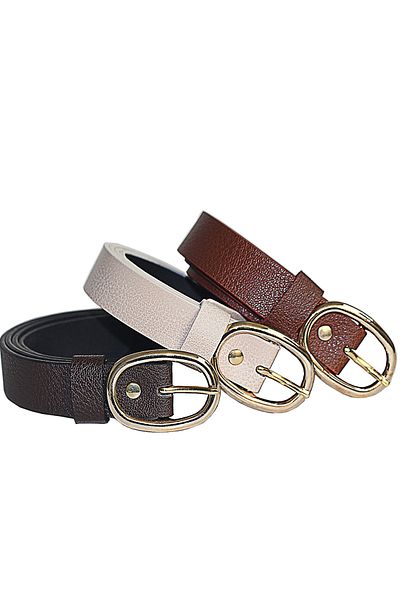 Arkem Women's Belt Brown-Tan-Beige Set of 3 with Under-Cup Gift