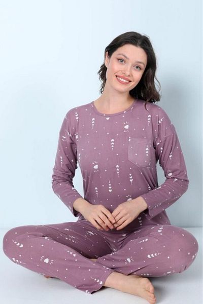 MEBA Set de pijamale din bumbac pieptănat cu mâneci lungi Milan -17
