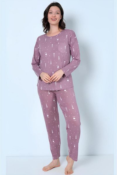 MEBA Set de pijamale din bumbac pieptănat cu mâneci lungi Milan -17