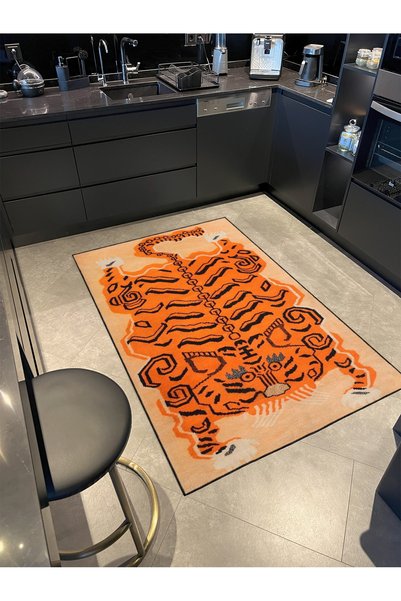 Rugs Modern Halı Orange Themed and Animal Patterned Decorative Carpet Miravip440