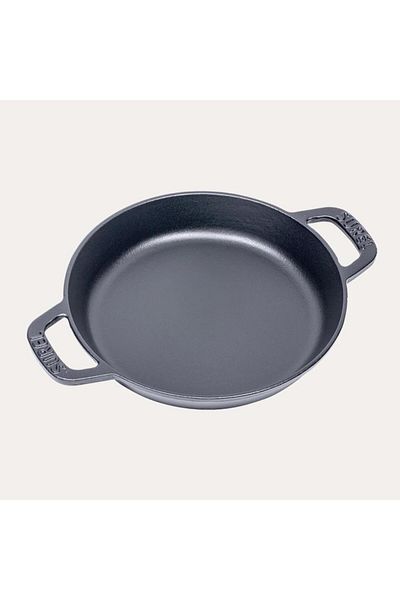 Sürel Shiny Matte Enameled 20 Cm Round Flat Pan Matte Black