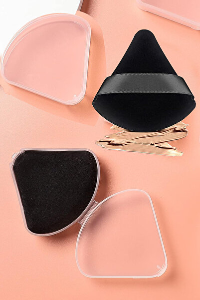 H&E LUXURY DESIGN Hijyenik Saklama Kutulu Pudra Fondöten BB Krem Yıkanabilir Siyah Uygulama Aparatı Puff Sünger