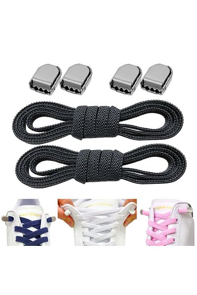 Palwin Super Practical Elastic Laces with Metal Buckle - Smart Shoelaces, 1 Pair