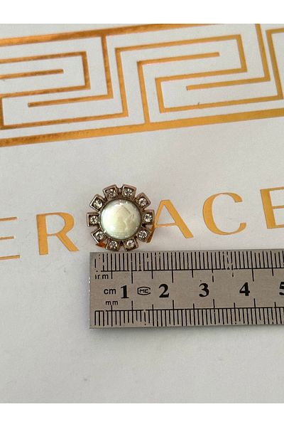 ODDA TASARIM ATÖLYESİ Crystal Stone Detail with Large Pearl in the Middle Set of 3 (1,5cm)