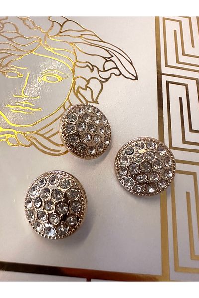 ODDA TASARIM ATÖLYESİ Round top crystal stone plated gold set of 3 (2cm)