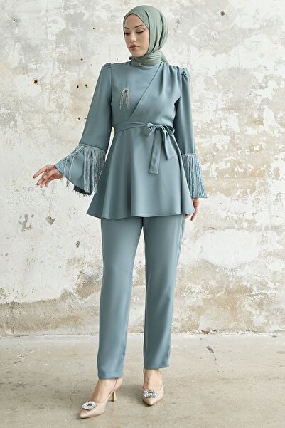 InStyle Креповий костюм з рукавами Puskullu М'ята