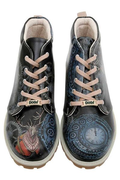 Dogo Ανδρικά Vegan Δερμάτινα Μποτάκια Navy Blue - Times Up Deer Design
