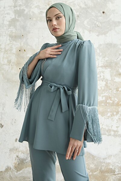 InStyle Креповий костюм з рукавами Puskullu М'ята