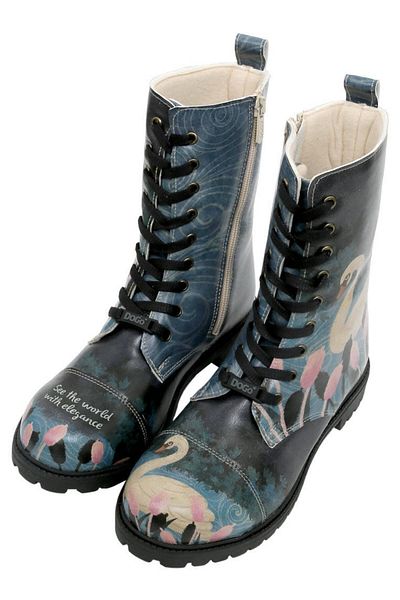 Dogo Γυναικείες Vegan Δερμάτινες Μακριές Μπότες Navy Blue - With Elegance Design