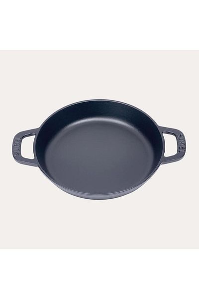 Sürel Shiny Matte Enameled 20 Cm Round Flat Pan Matte Black