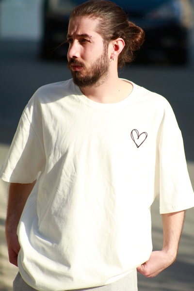 Lucky Line Unisex Vezena Oversize kroj majica - 100% pamuk , Napisano Mir Pri...