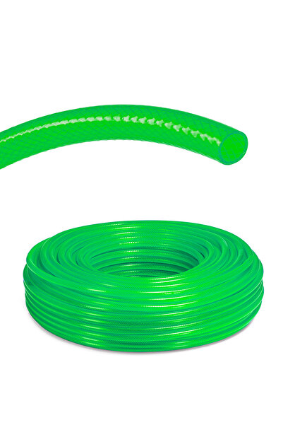 Çelik Pvc Şeffaf Örgülü Hortum Yeşil Renk 3/4 ( iç çap 19 mm) 100 Metre