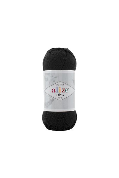 Alize Diva Fine 60 Black Knitting Thread - 100 Grams