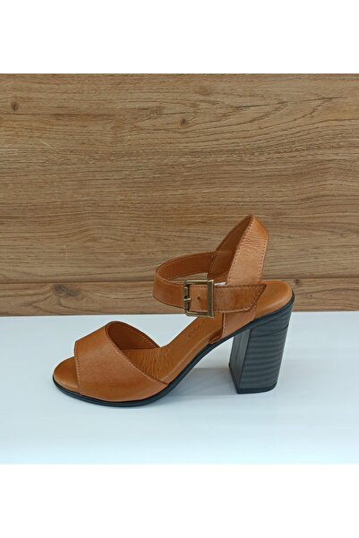 Mammamia YS1860 Taba Hakiki Deri Casual Kadın Sandalet