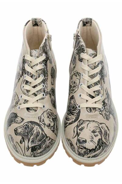 Dogo Women's Vegan Leather Beige Ankle Boots - The Life Of Dogs Design