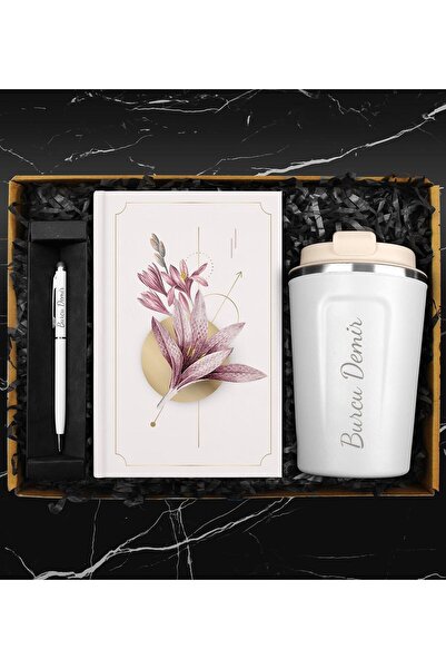 Apollon Gift Kişiye Özel Çelik Bardak Termos & Tasarım Defter & Touch Pen Kal...