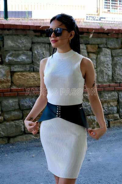 Angels Passion Perçin Detaylı Şık Kadın Kemer, Tarz Kadın Kemer, Elbise Üstü Deri Korse Kemer