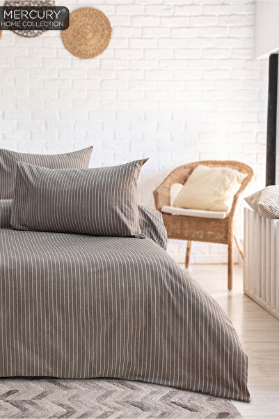 Mercury Line Brown dupla paplanhuzat szett - pamut és illeszkedő lepedő