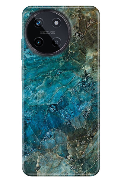realme 11 4G Uyumlu Kılıf Resimli Baskılı Nano Silikon Mavi Mermer