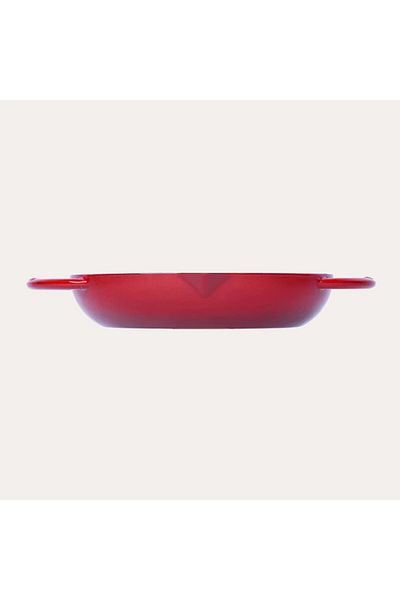 Sürel Shiny Matte Enameled Gradient Red 24 Cm Round Flat Pan