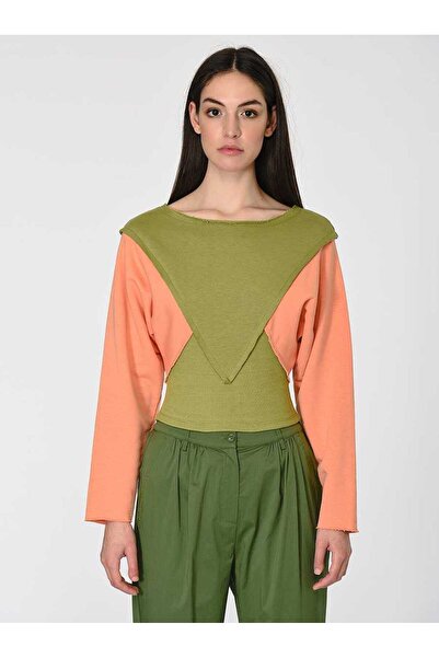 Roman Desenli Kadın Sweatshirt Yeşil - Oranj Y1954120_482