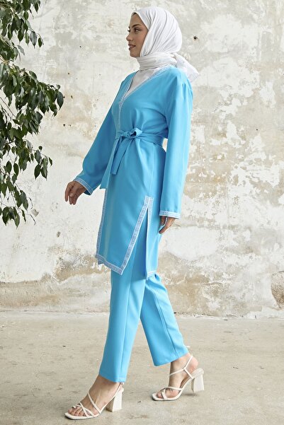 InStyle Комплект кімоно з вишитим візерунком - синій