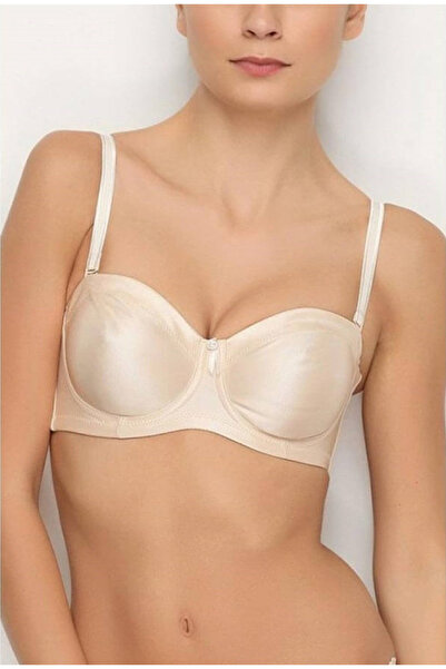 Yeni İnci 3-Piece Women's Nude Underwire Gathering Strapless Bra NEW