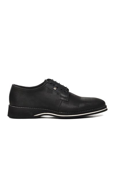 Fosco 3119 Black Patterned Genuine Leather Men's Classic Shoes
