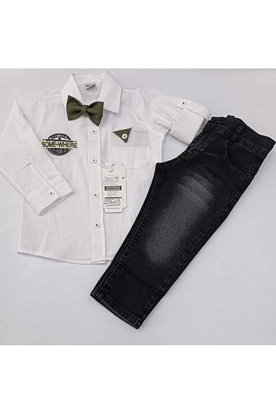 Dastini Costum pantaloni cămașă albă cu papion