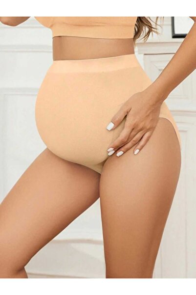 MADALİNA Women's 95% Cotton Maternity Panties Beige
