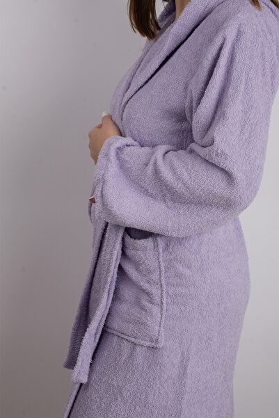 DC Teks Μπουρνούζι από βαμβακερό πολυεστέρα με κουκούλα σε χρώμα λιλά - AVS