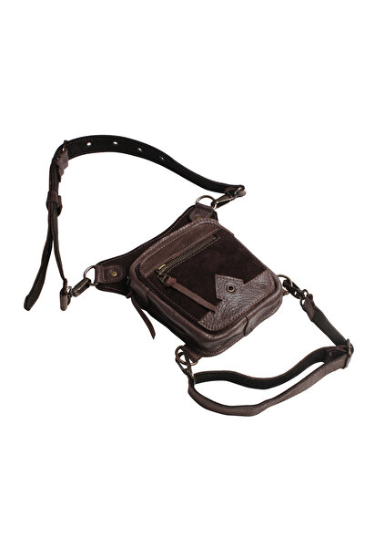 Crow'sRoom Handmade Deri Bel Ve Bacak Çantası (küçük Model Koyukahve)