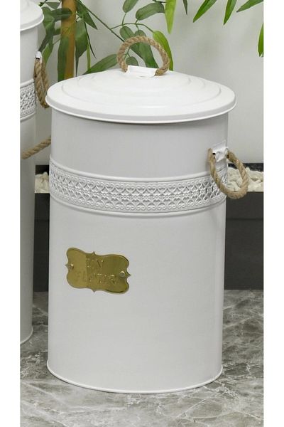 Evistro Metal 30 Liter Large Flour Pulses Bucket White