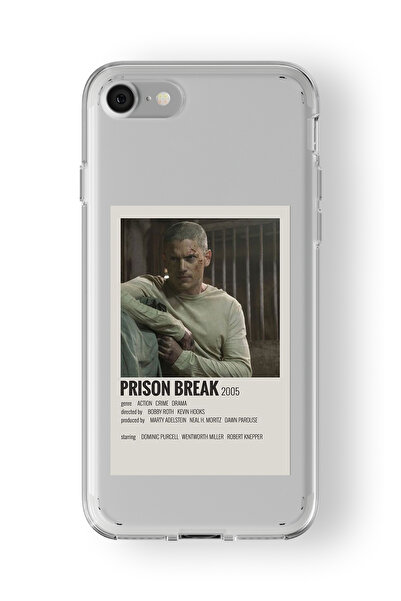 Space Star iPhone SE 2020 ve 2022 Uyumlu Prison Break Minimalist Poster Tasarım Baskılı Şeffaf Kılıf