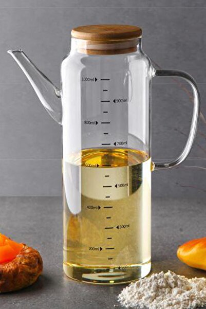 ALBETTO غطاء فراغ من الخيزران زجاج البورسليكات زيت الخل 1000 مل 3319