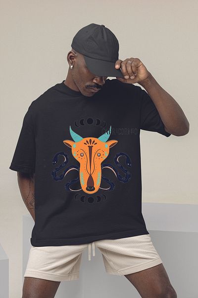 Serbella Trend Unisex Oversize T-Shirt - Capricorn Printed 065781 -81347
