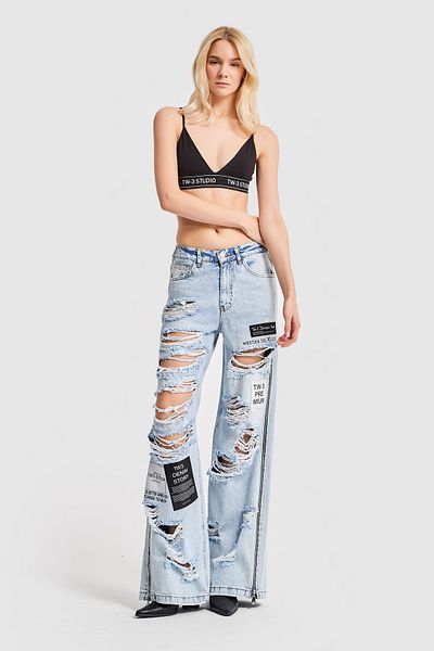 its basic Women's Jeans Color Side Zip Midrise Palazzo Design Denim