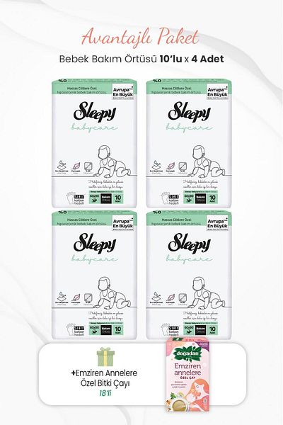 Sleepy 10-Piece Babycare Baby Care Cover X 4 Pieces and Special Herbal Tea for Nursing Mothers
