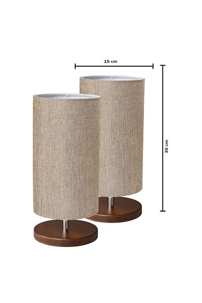 EFLIGHTDESIGN 2-Piece Wooden Lampshade Beige Modern Stylish Bedroom Living Room Table Lamp
