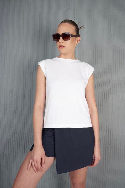 citycenterfashion Tricou fără mâneci căptușit cu gât crew pentru femei cty-abr-1595