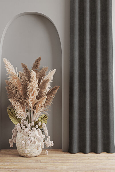 Homefesto Modern Background Curtain Honeycomb Velvet Textured Gray Curtain Pleatless Extra-forced Sunshade 140 x 260 cm