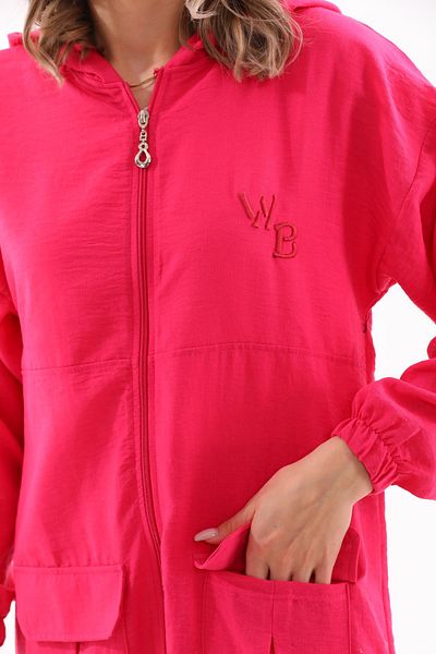 WestBound Γυναικείο Hijab Summer Trench Παντελόνι Κάτω Τοπ Διπλό Λινό Σετ - Φούξια