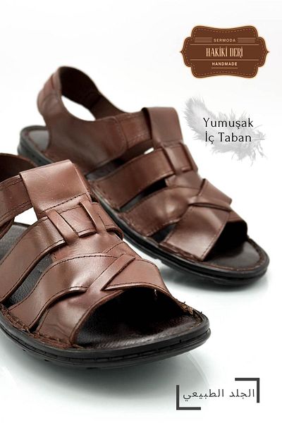 sermoda Ανδρικά σανδάλια Velcro από γνήσιο πραγματικό δέρμα σταυρός καφέ