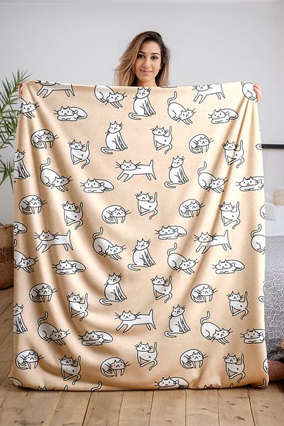 Homefesto Printed Fleece Cream Blanket TV Blanket Machine Washable Blanket Blanket002
